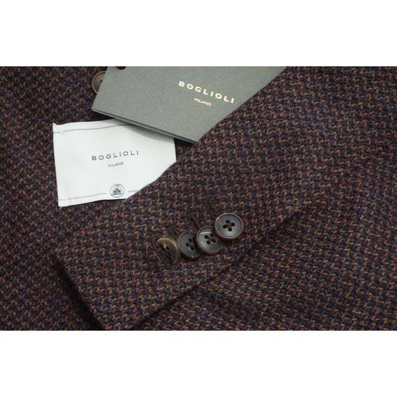 Boglioli Brown Blue Woven Cashmere Blend Unstructured Sport Coat Jacket 38 NEW